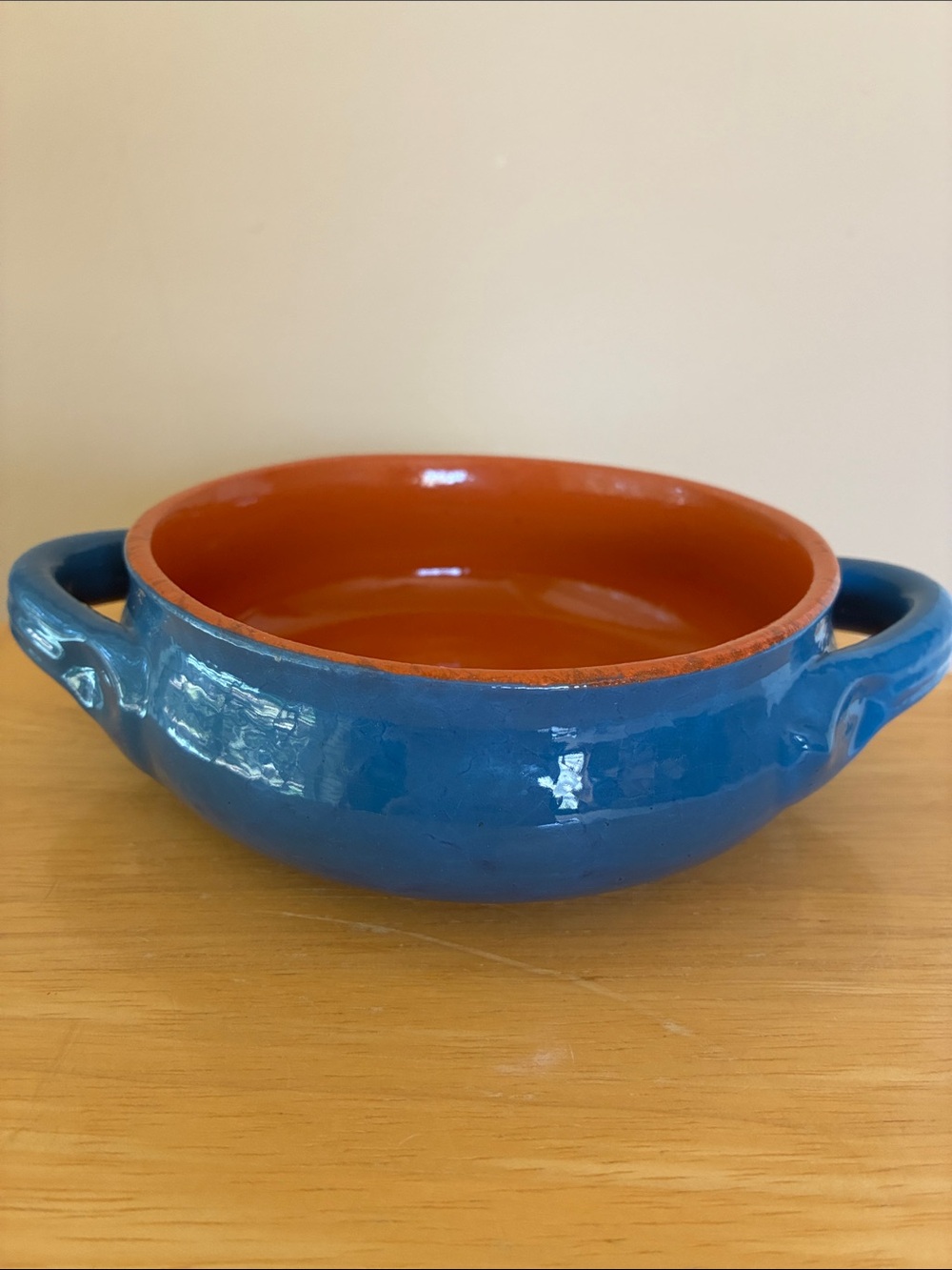 Italian Blue-Trim Ceramic Bowl - Blue Terracotta Accent Made in Italy (De Silva)